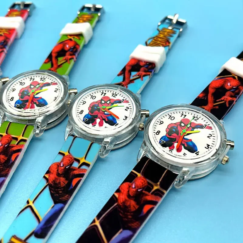 Disney Frozen Watch figurki zabawki księżniczka elza zegarek świetlny dla dzieci studentki Anime Spiderman silikonowe światła zegarek prezenty