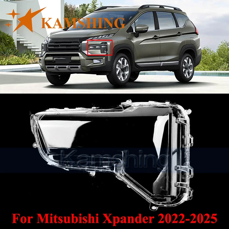 

CAPQX Front Bumper Headlight Cover For Mitsubishi Xpander 2022-2025 Transparent Lampshade Headlamp Lens Head Light Glass