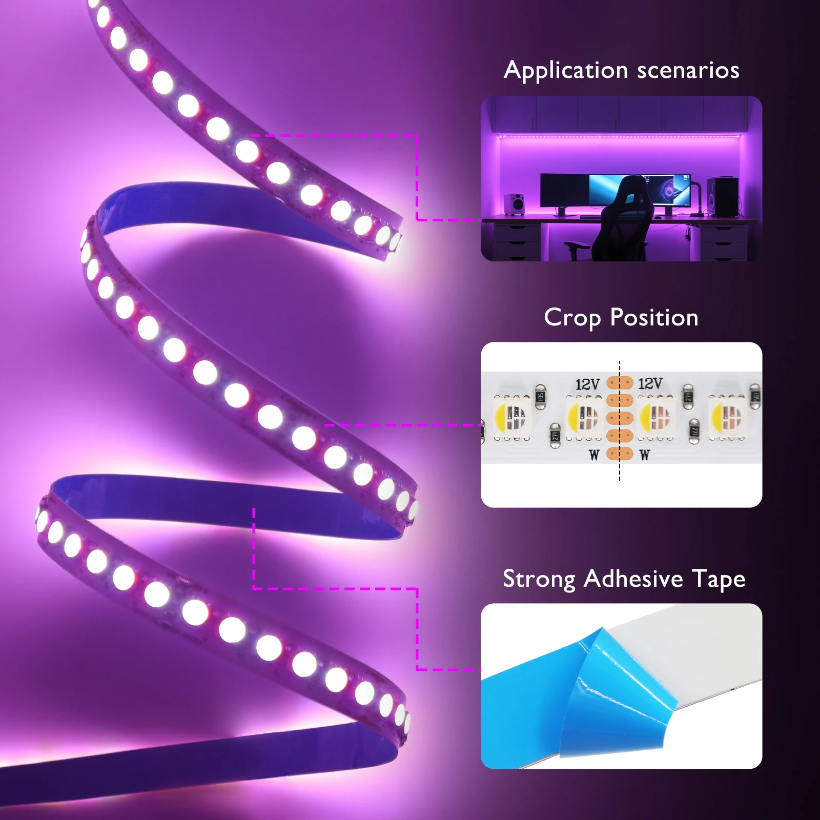 5M RGBW RGBWW LED Strip Light 12V 24V 4 Colors In 1 Chip SMD5050 60 108 120LEDs/M Flexible LED Tape Ribbon Rope Light for Decor