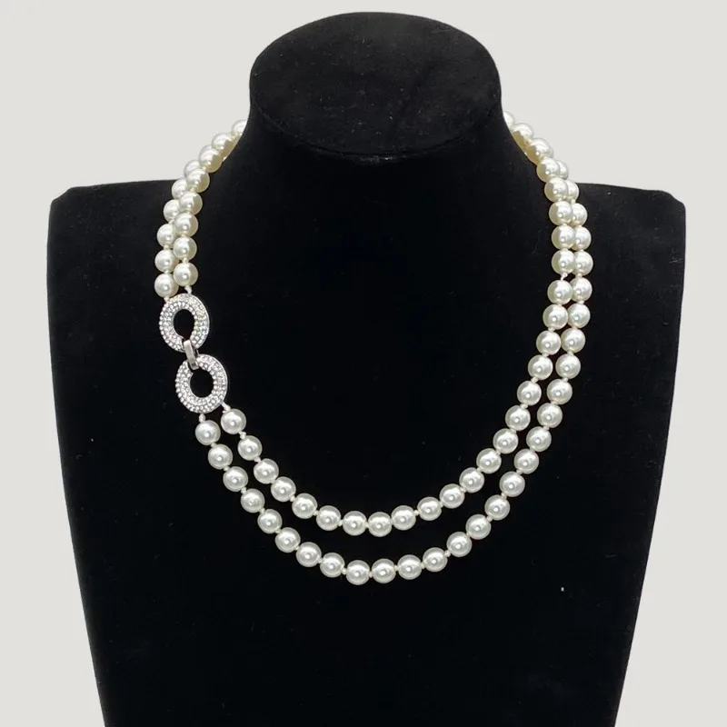 

2026 Новая женская универсальная многослойная круглая цепочка для свитера 17 "18" 5-6 мм, осенне-зимние аксессуары, жемчужное ожерелье