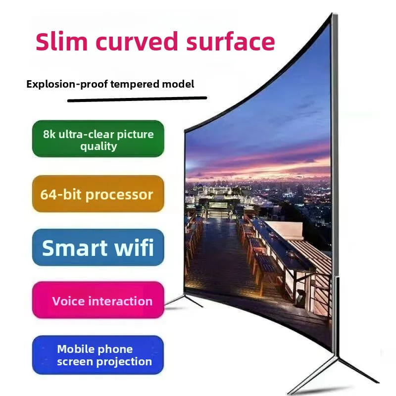 8K منحني 100 بوصة بروتوكول إنترنت صوتي ذكي تلفزيون مسطح 50 70 85 بوصة تلفزيون منحني #2