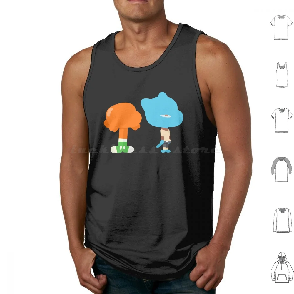 

Minimal Gumball And Darwin Tank Tops Print Cotton The Minimal Cartoon Animated Tv Show
