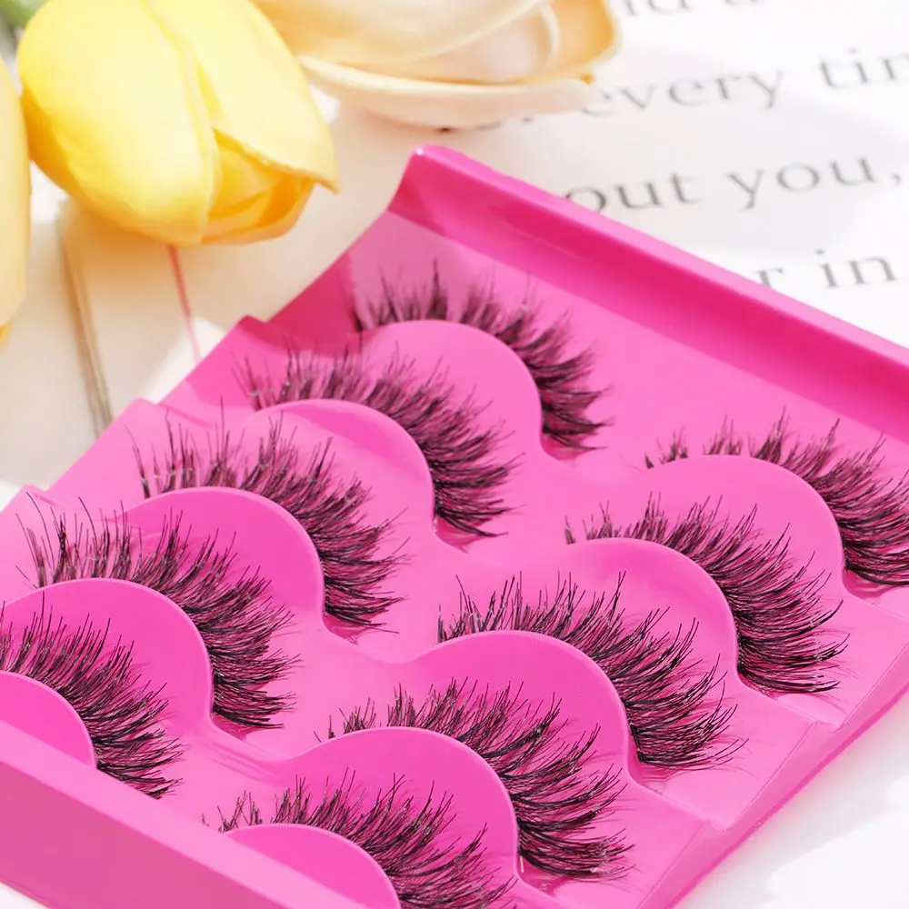 5 Pairs Beauty Handmade Makeup Cross Eye Lashes Extension Thick False Fake Eyelashes