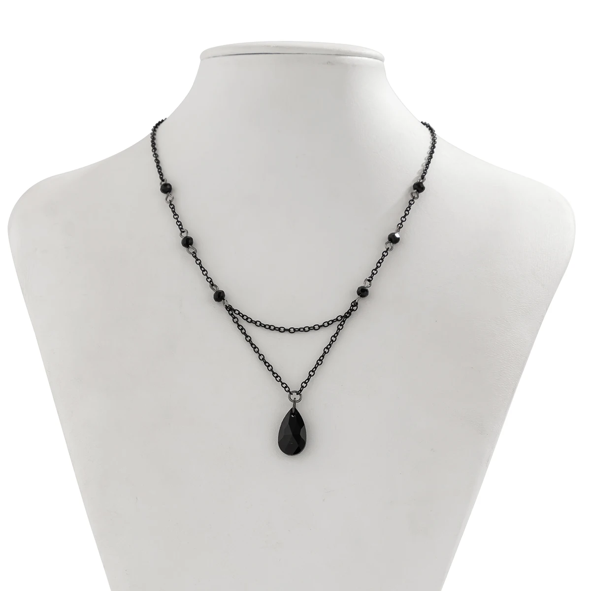 PuRui Gothic Kristall Perlen Kugel Kette Halskette für Frauen Schwarz Tropfen Form Anhänger Halsband Einfache Mädchen Schmuck Y2K Zubehör – Detail 3