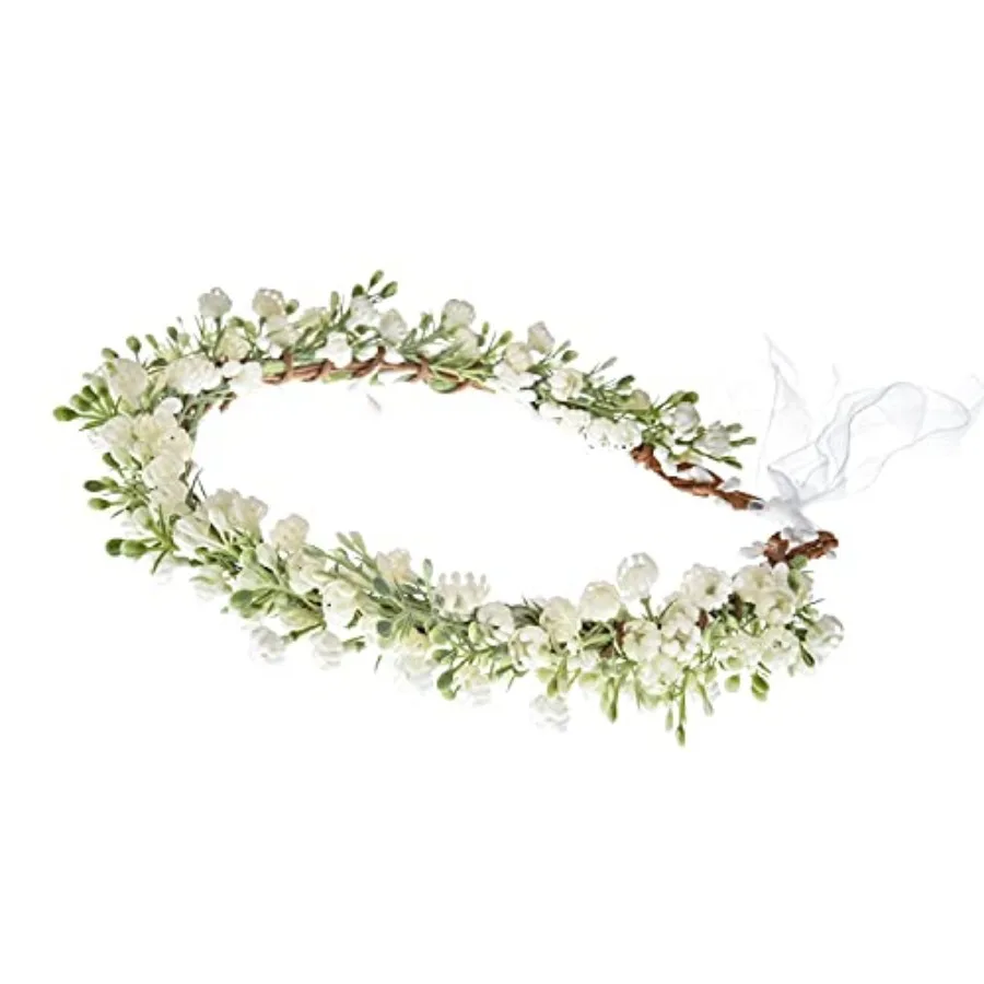 

Artificial Baby Breath Green Headpiece Bridal Flower Crown Eucalyptus Halo Wedding Leaf Floral Crown Headband Photo Prop 01 Whi