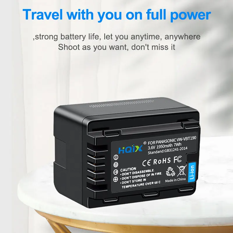 HQIX for Panasoinc HC-V250 V270 V360 V380 V480 V520 V550 V720 V770 V785 VX1 VX870 VX980 Camera VW-VBT190 Dual Charger Battery