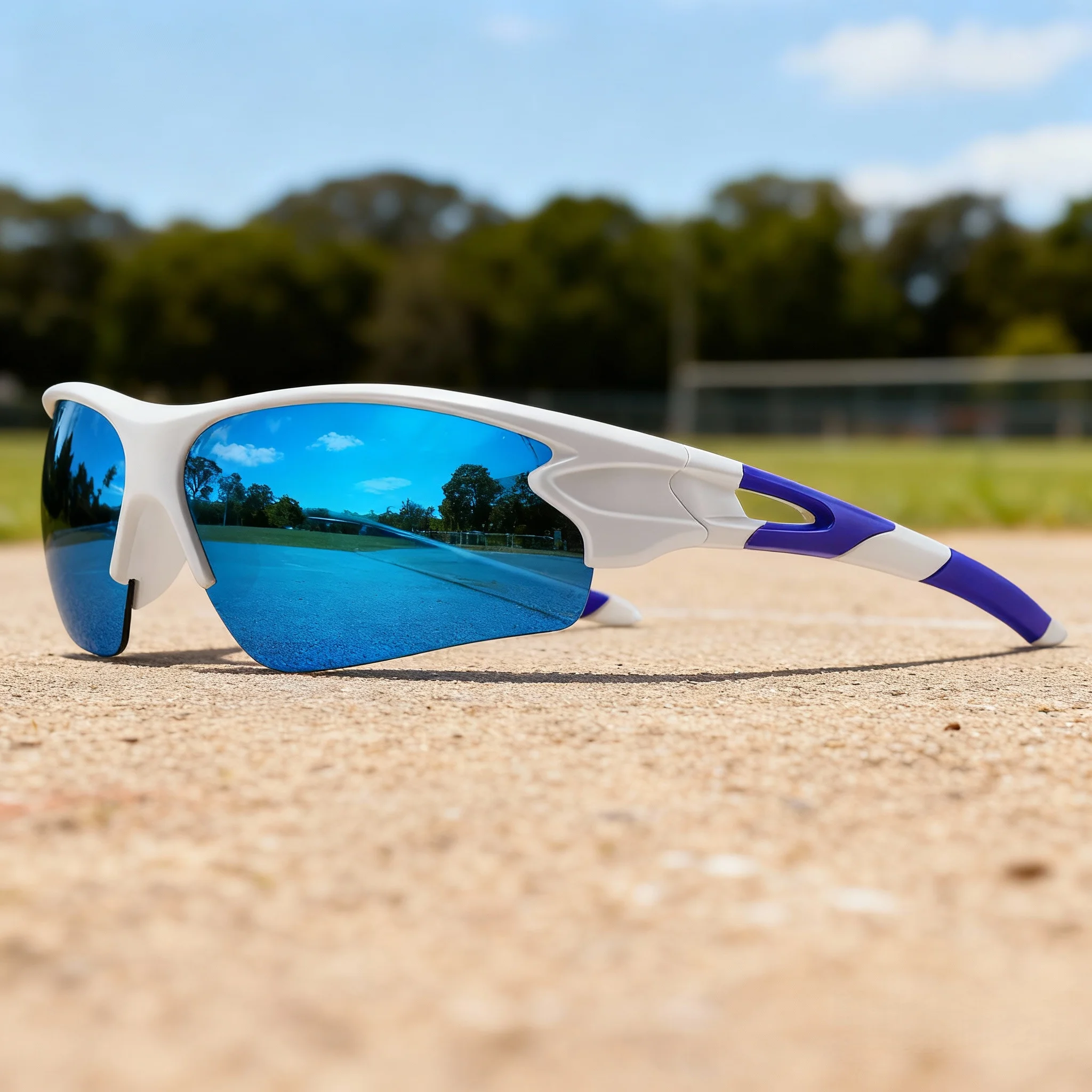 نظارات شمسية رياضية ملونة شبه بدون إطار - UV400 للجنسين للجري وركوب الدراجات والأنشطة الخارجية