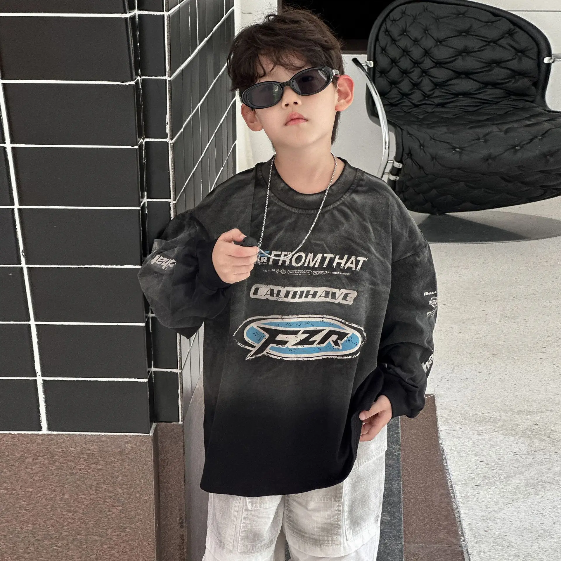 

Boys Sweater 2025 Autumn New Children's Versatile Pure Cotton Loose Long-sleeved T-shirt Boys Top Bottoming Shirt