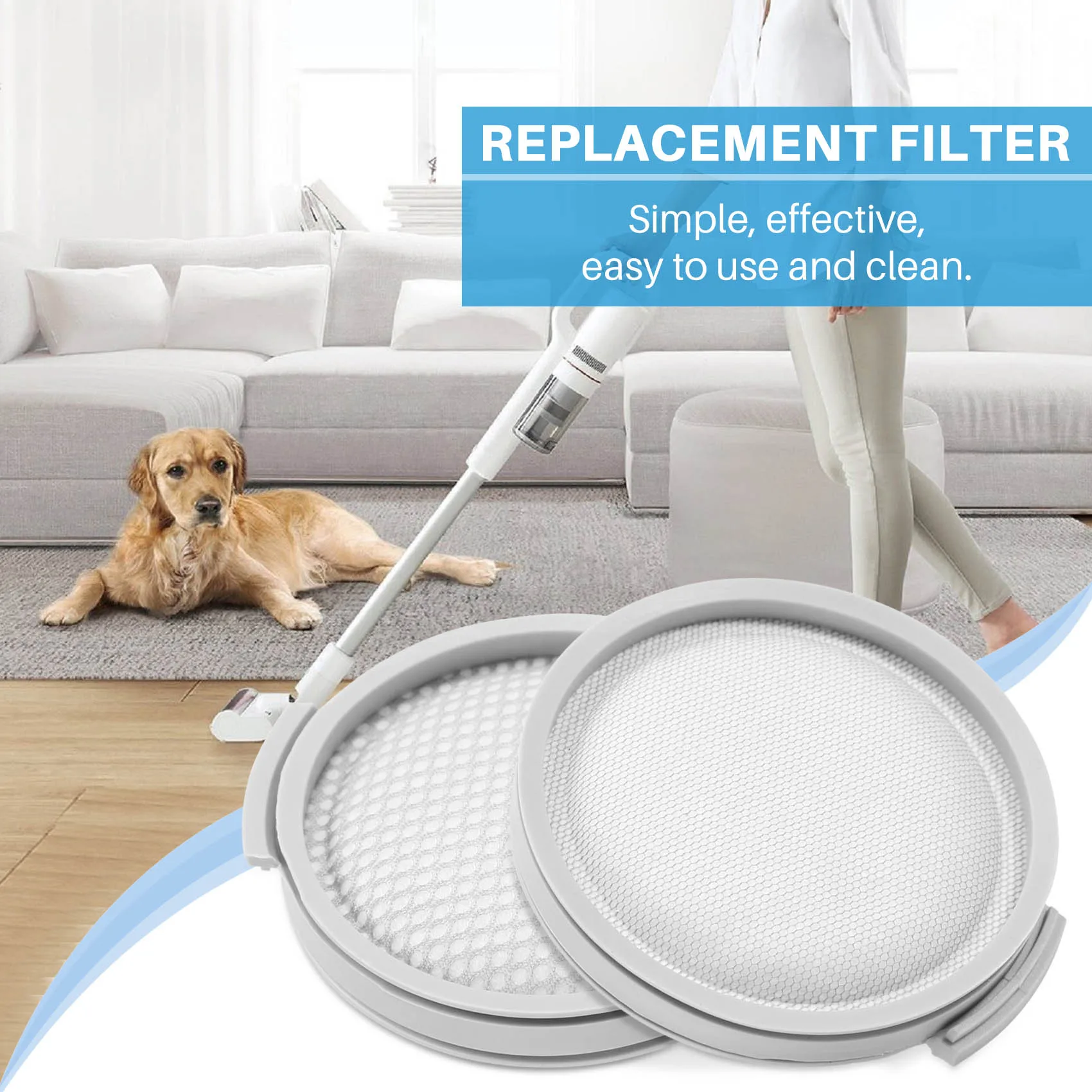 2 Pack HEPA Filters for Xiaomi Mijia SCWXCQ01RR Roborock H6 Handheld Wireless Vacuum Cleaner Replaceable Accessories image 6
