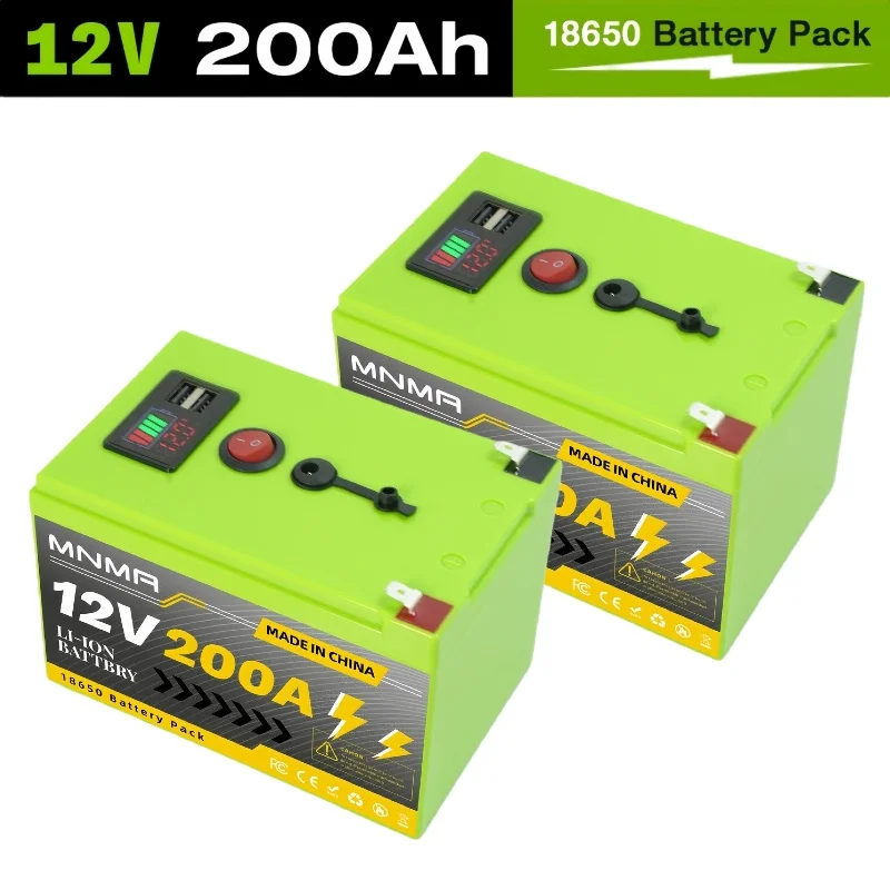 

12V 18650 Battery 200Ah Lithium Battery LiFeP04 with BMS 4000+Cycles Perfect for Solar Fish Finder Power Wheel Boat Home RV