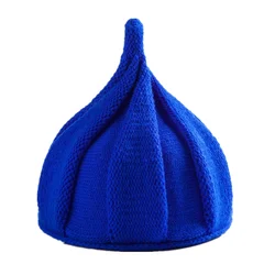 Cappello invernale da donna intrecciato in tinta unita lavorato a maglia per adulti a punta con berretto a fiore caldo
