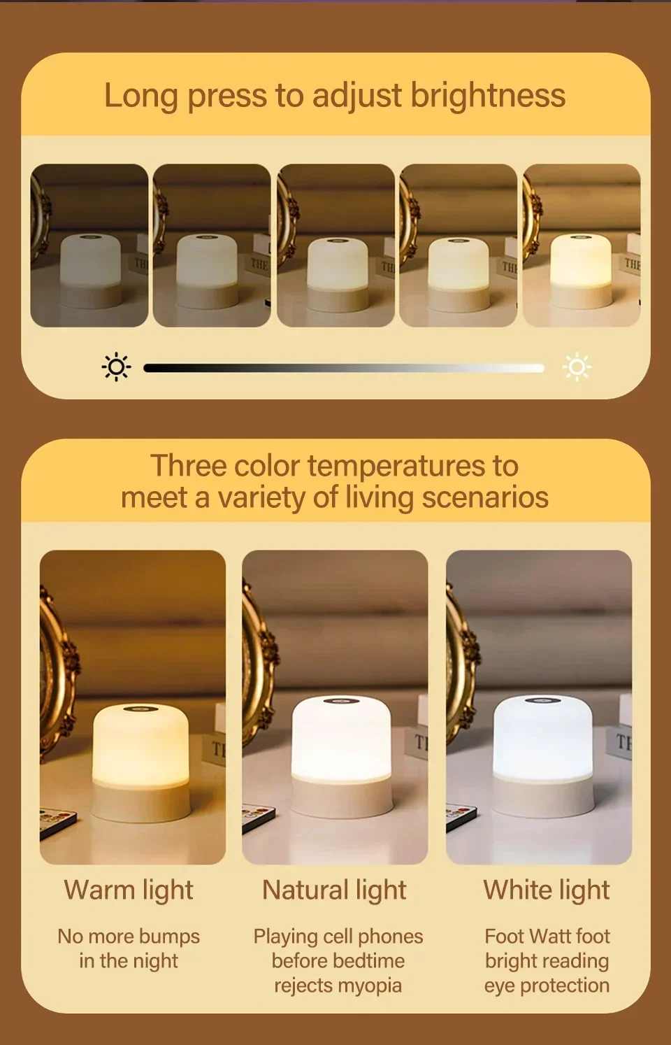 LED Table Lamp With Remote Dimmable Bedside Lamp For Bedroom Tricolor RGB 16Color Change Touch Night Light Rechargeable Portable