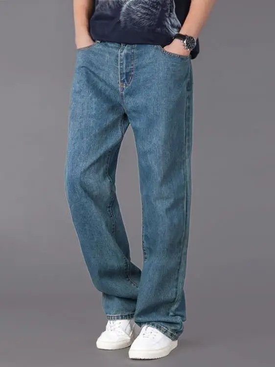 

plus Size Men's Casual Loose Fit Jeans Straight Leg plus Size Big Men's Long Jeans Spring Summer Comfortable Slimming Jeans