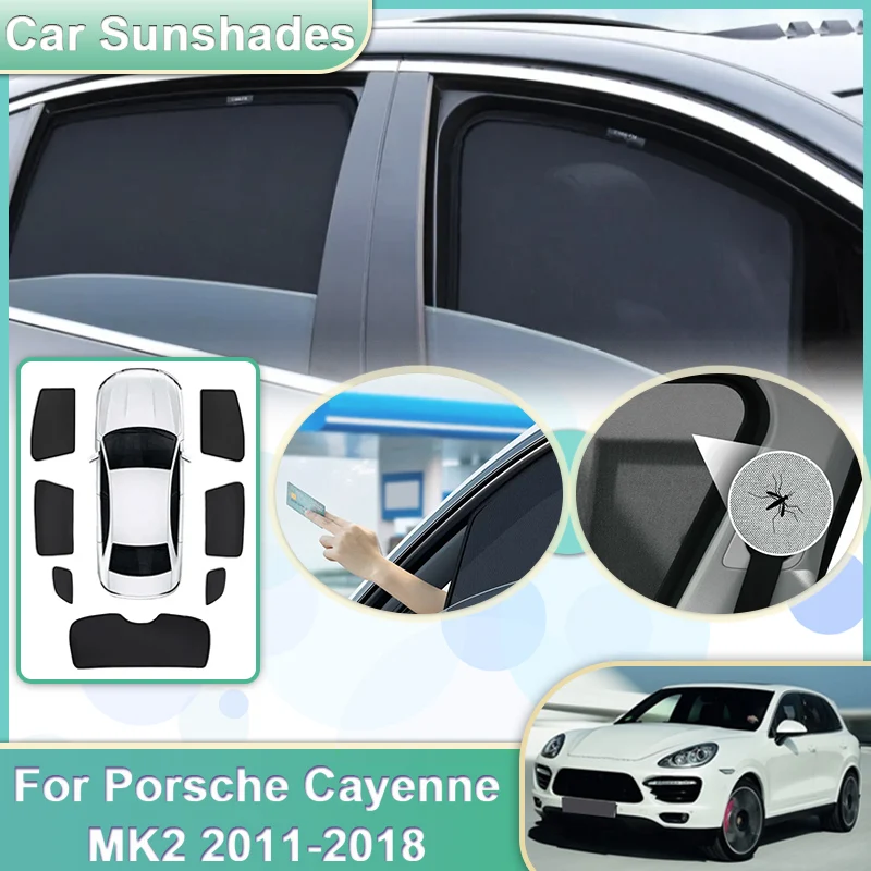 

Car Mesh Window Sun Shade For Porsche Cayenne MK2 E2 92A 2011-2018 Sunshade Windshield Sun Visors Sunshades Auto Accessories
