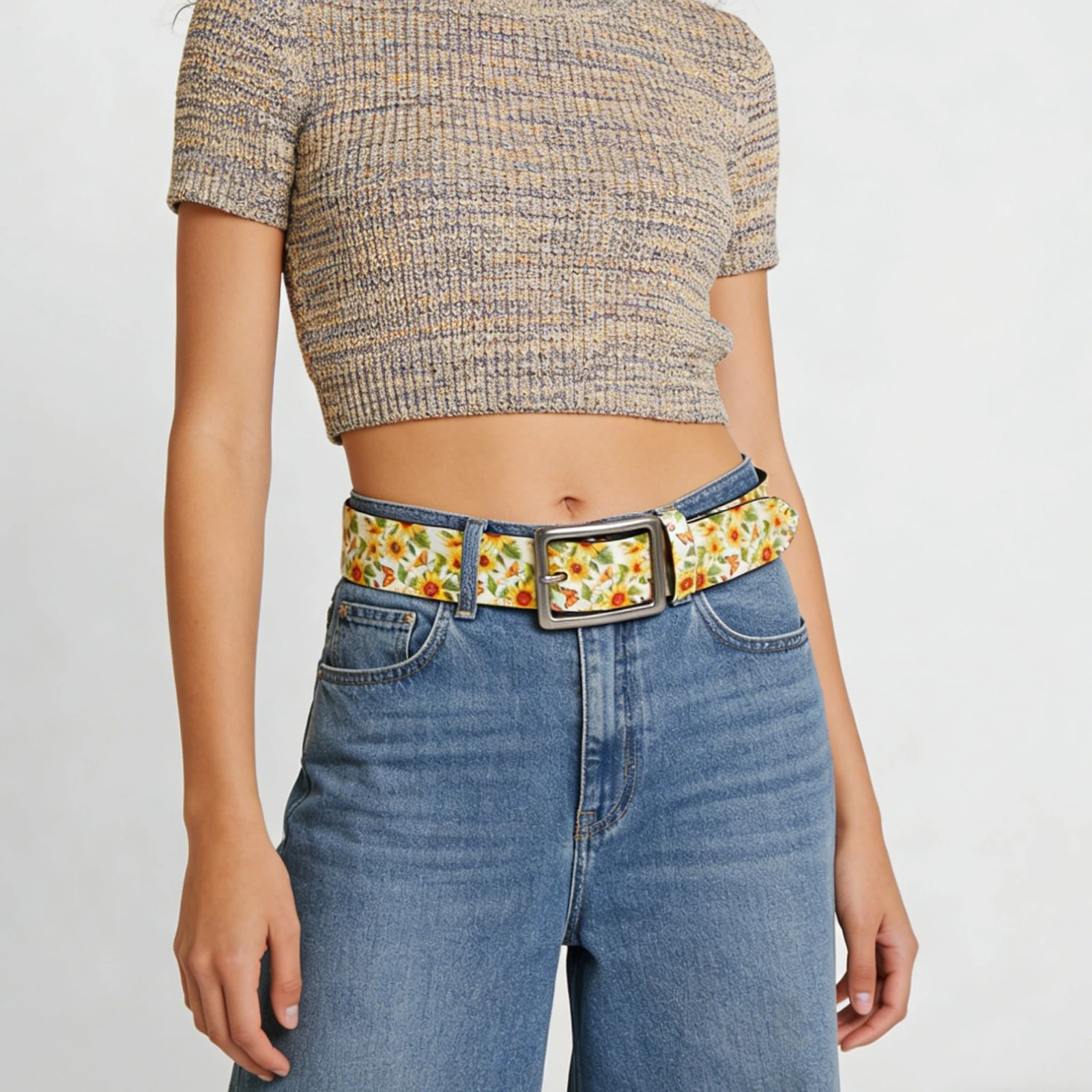 cinto-feminino-y2k-com-estampa-de-borboleta-e-girassol-estilo-hip-hop-western-versatil-para-o-verao-design-bonito-com-glitter