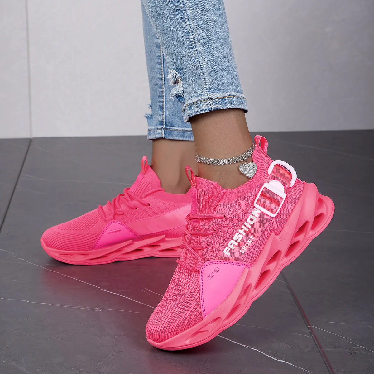 Zapatillas deportivas transpirables para hombre y mujer, zapatos ligeros de tenis, color rosa, talla grande 36-48, gran oferta