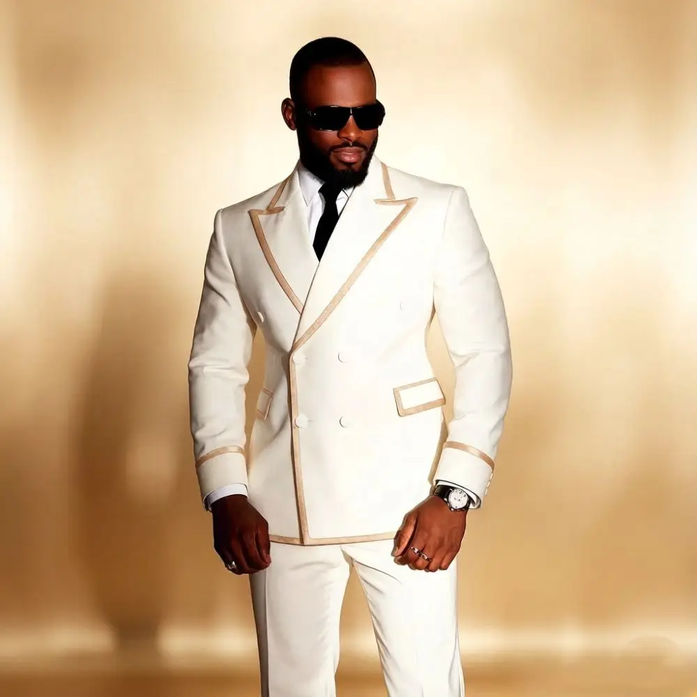 ชุดสูทสีขาวแบบกระดุมสองแถวสำหร - Mens Formal Look บทวิจารณ์และราคา