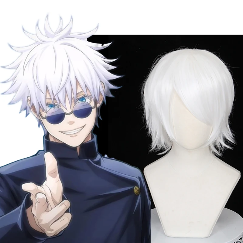 

Anime Jujutsu Kaisen Gojo Satoru Cosplay Wig White/Purple Spiky Short Unisex Heat Resistant Synthetic Hair for Comic Con Party