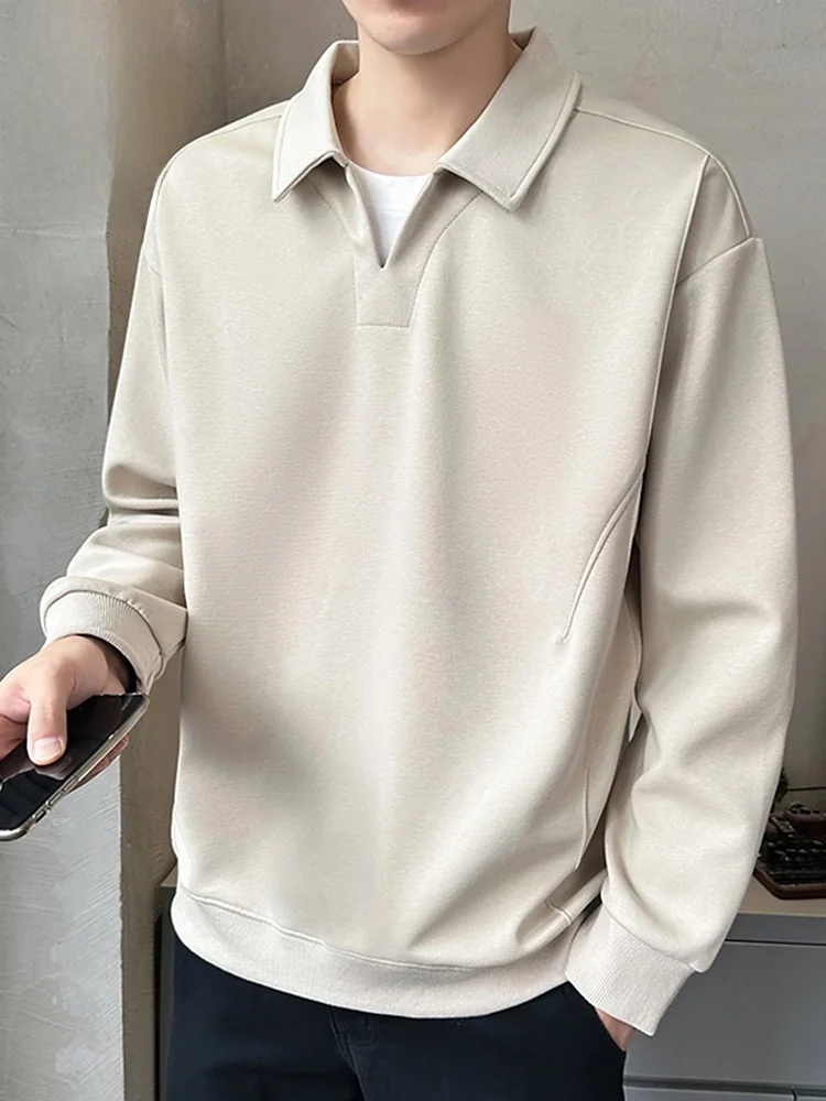 

Повседневная свободная толстовка с длинным рукавом, имитация двухслойности, новая мужская футболка для весны, удобная, дышащая, немнущаяся, из хлопка...