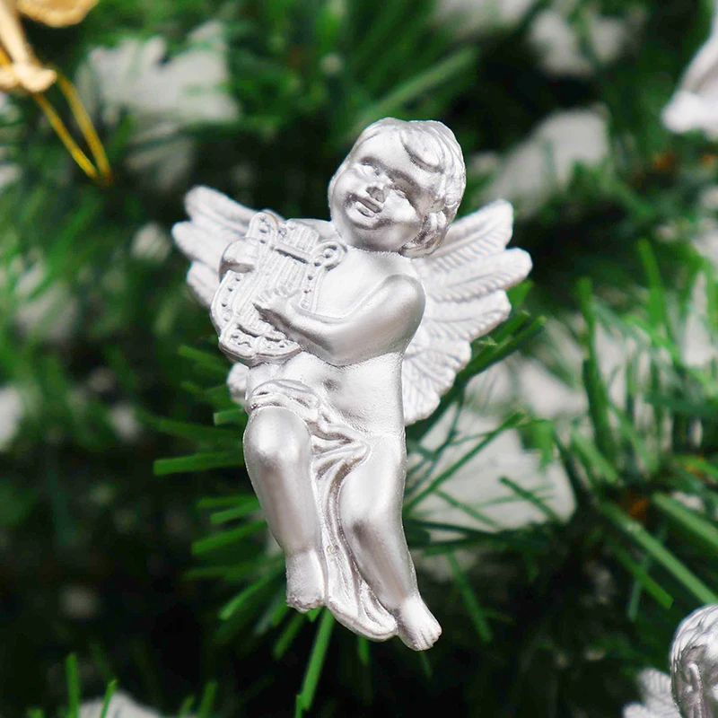 6 قطعة عيد الميلاد الحلي الذهب الفضة الملاك قلادة لطيف الملائكة تمثال شجرة عيد الميلاد الديكور للمنزل نافيداد 2023 السنة الجديدة هدية