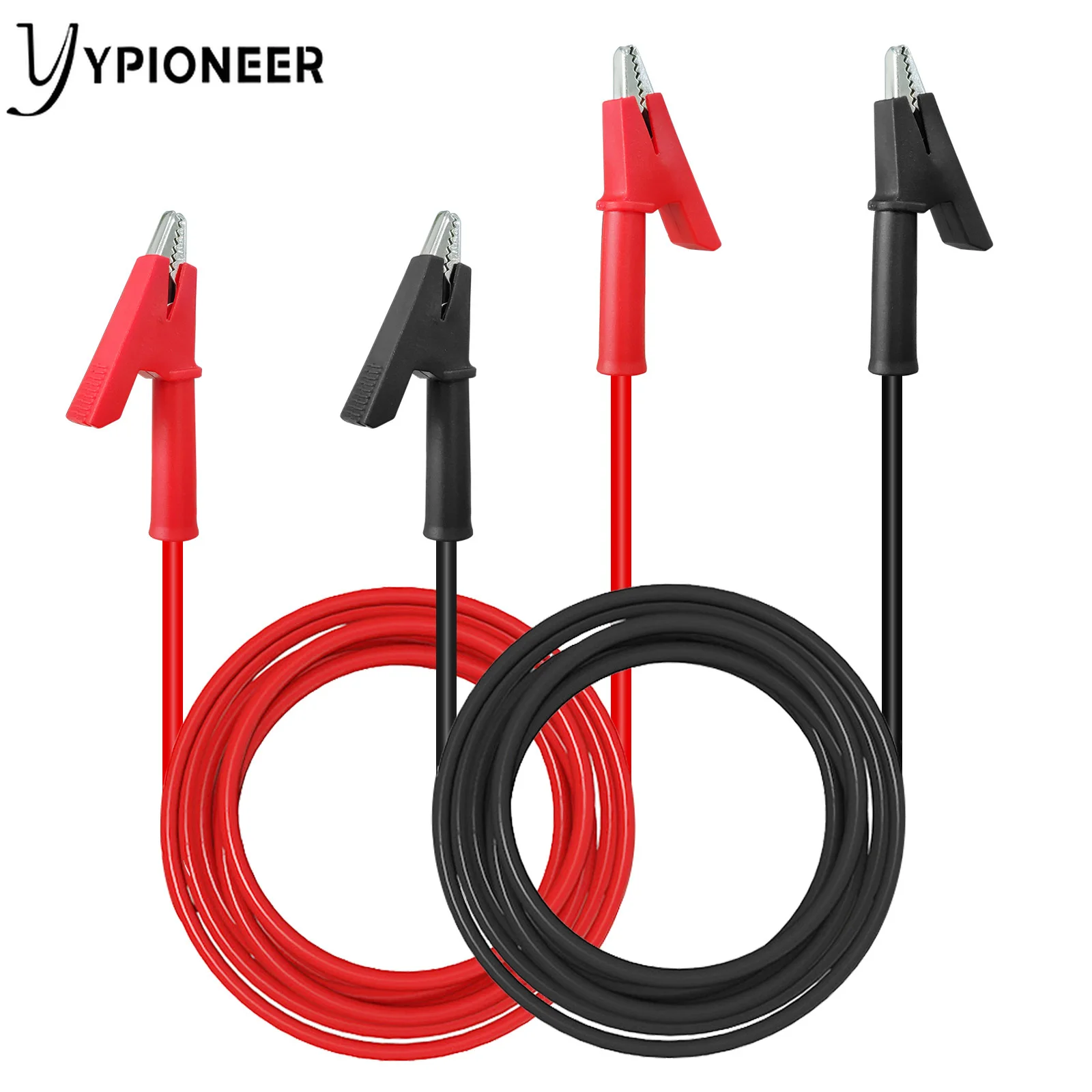 YPioneer P1024 Pinzas de cocodrilo Cables de prueba Cable de cocodrilo de doble extremo con clips aisladores Cable de cobre flexible de prueba