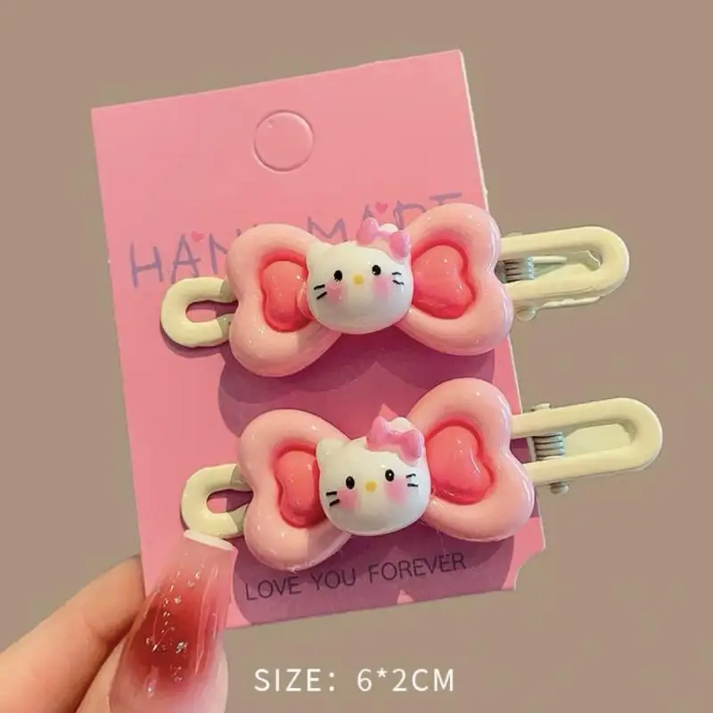 Sweet Pink Hair Clip Kawaii Sanrio Hello Kitty Cartoon Cute Hair Clip 2024 New Girl Hair Accessories Christmas Birthday Gifts