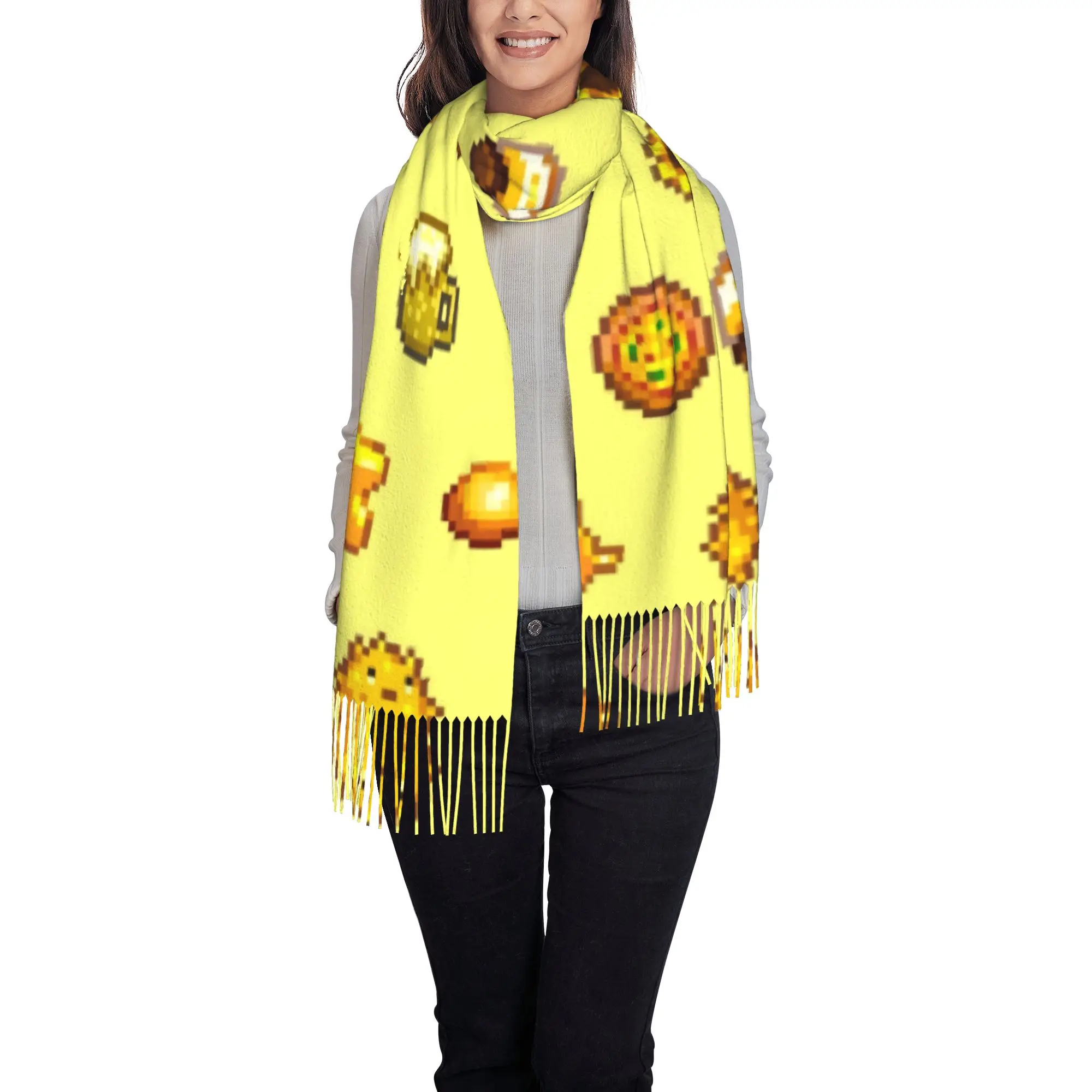 Yellow Summer HarvestTassel Scarf Stardew Valley Cold Day Large Thermal Gift Tassel Scarf
