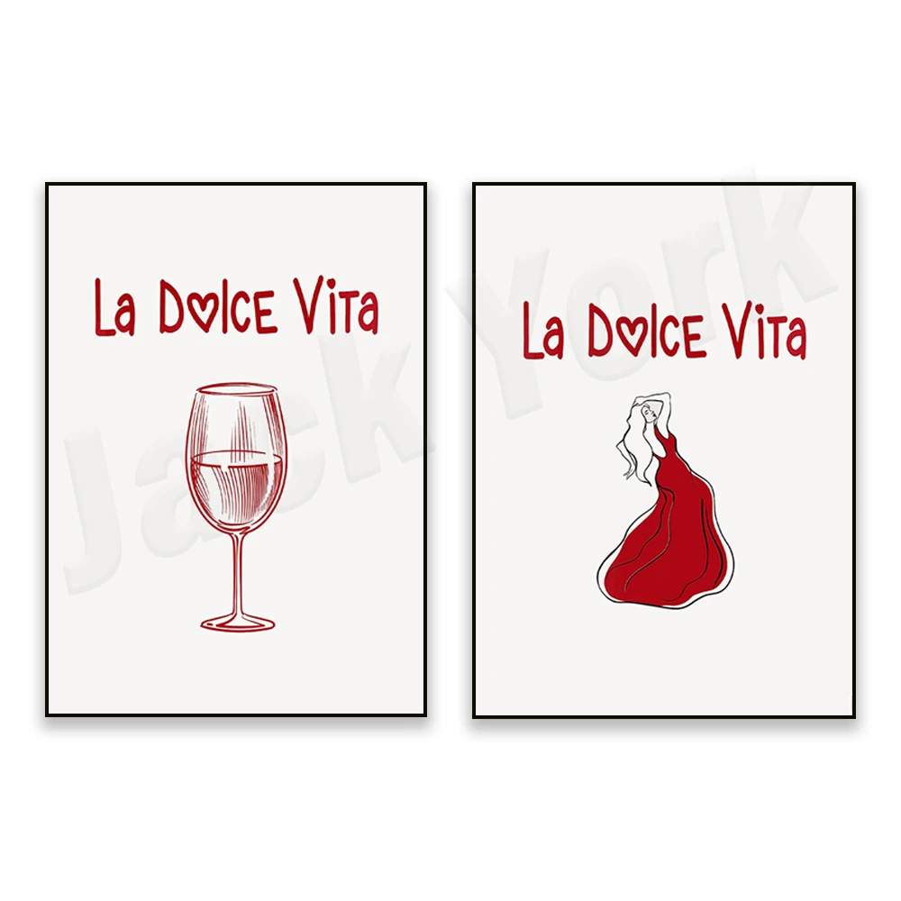 La Dolce Vita Poster, Italian Quote Print, Vintage Wall Art Canvas Poster, Girls, Room Decoration, Ideal Gift