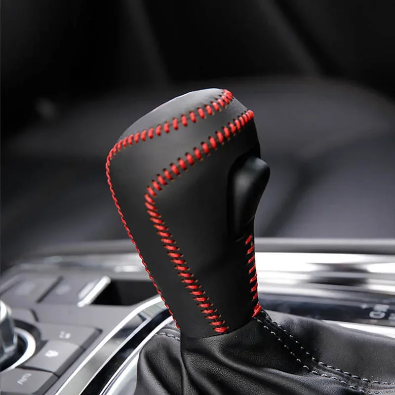 

For Mazda CX30 CX-30 2020-2024 Car Leather Knob Cover Gear Head Shift Knob Cover Gear Shift Collars Case Car Accessories