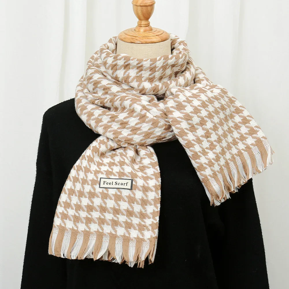 New Winter Atmosphere Women's Scarf Luxury Elegant Shawl Thickened Neck Warmer Classic Plaid Couple Scarf Accessories Gifts