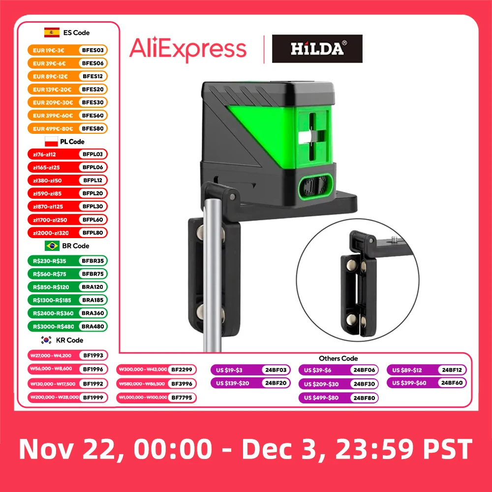 HILDA mini laser přesný zeď držák nastavitelný 180° pro 1/4