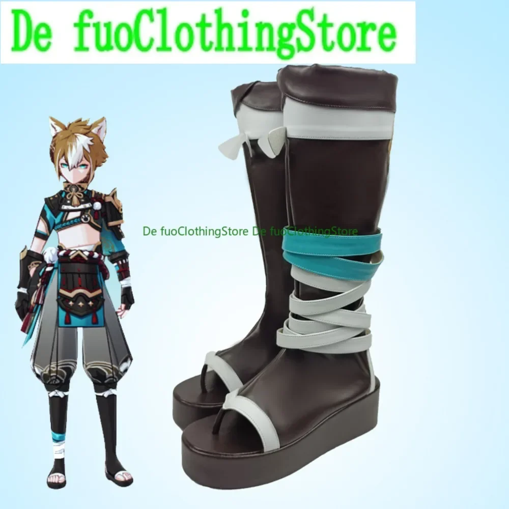 أحذية Genshin Impact Gorou التأثيرية ذات طابع شخصي، ألعاب الرسوم المتحركة، أزياء الهالوين، أحذية الدعائم للحفلات، ملابس Defu