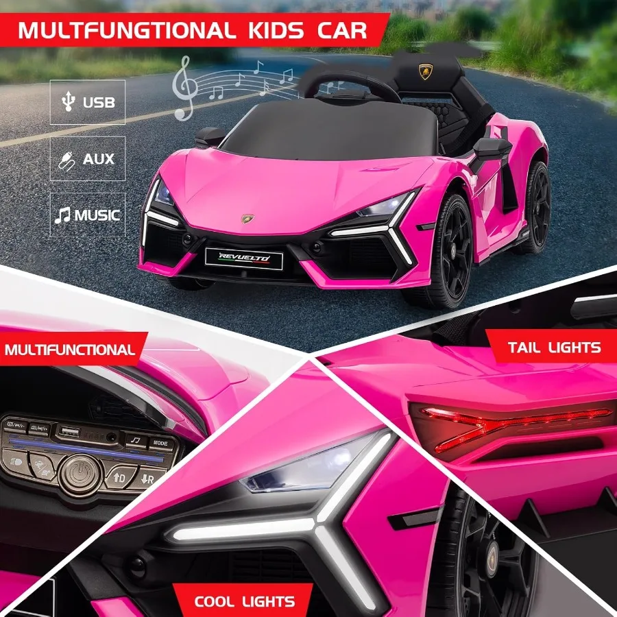 รถยนต์ไฟฟ้าสำหรับเด็ก 12V รุ่น Lamborghini Revuelto พร้อมรีโมทคอนโทรล รถยนต์แบตเตอรี่สำหรับเด็กพร้อมบลูทูธ