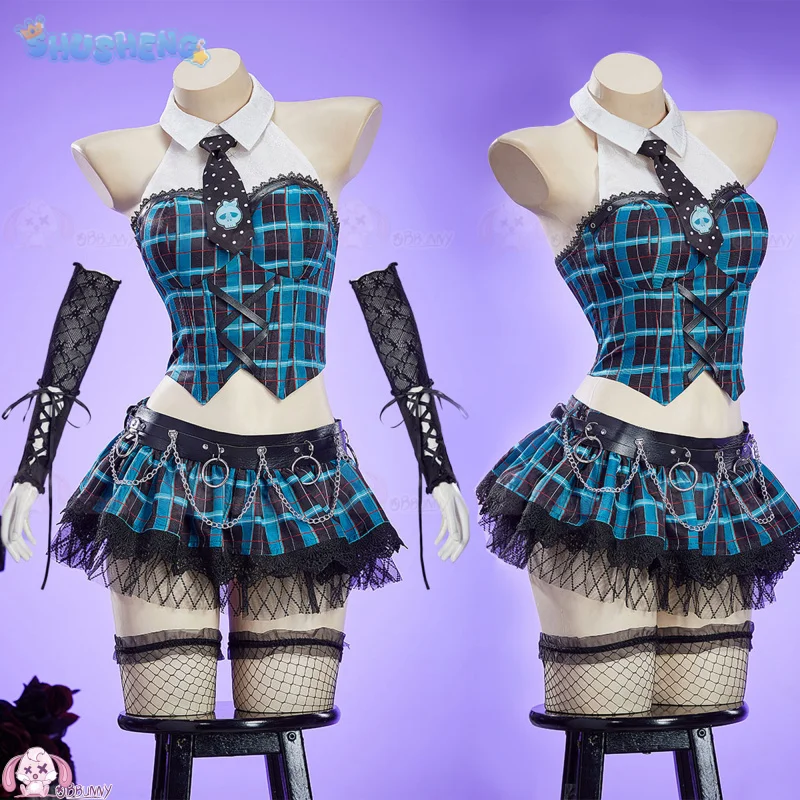 

Frankie Stein Monster Cos High Косплей Костюм Аниме Рубашка юбка носки перчатки Хэллоуин карнавал женская готическая JK новая форма