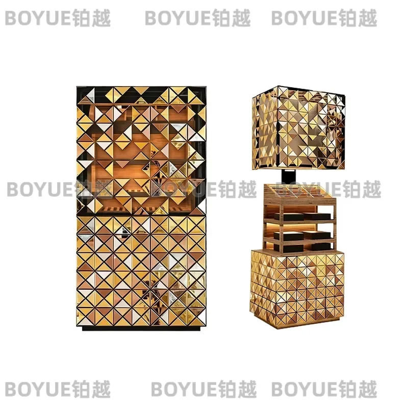 Automatic Lifting Cigar Cabinet Solid Wood Display Case for Living Room Large Capacity Wine Storage Integrated Humidor