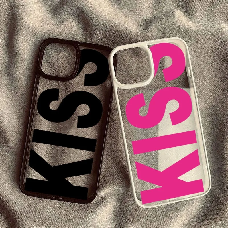 

Прозрачный чехол для телефона с простыми английскими буквами поцелуя для Redmi 14C 13C 12C 4G Redmi Note 11 12 13 14 9 Pro Plus 5G с защитой от падения