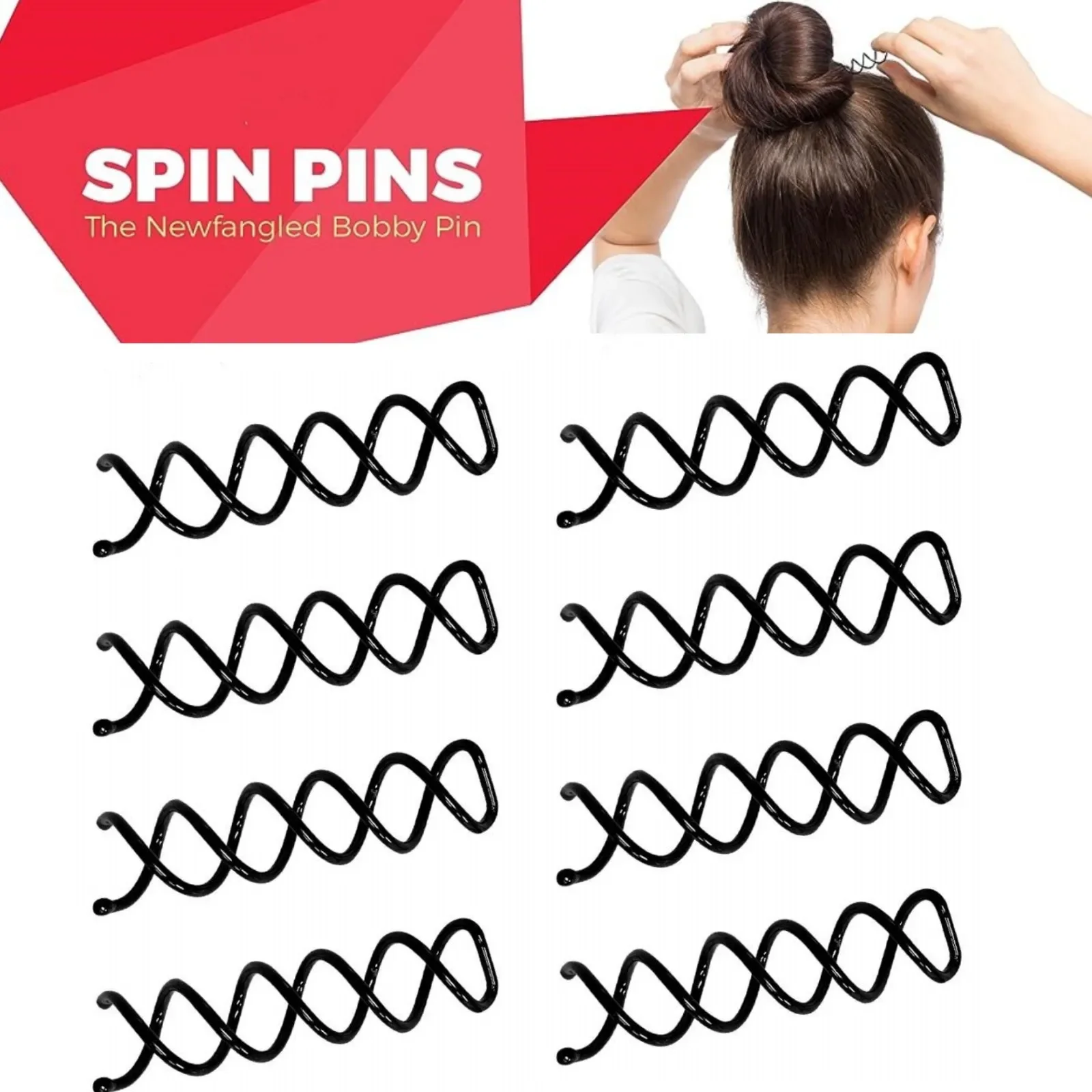 

Spiral Hair Pins Spin Pins Non-Scratch Round Tips Twist Screw Hair Pin for Women Bun Hair Style DIY, Spiral Bobby Pins Black