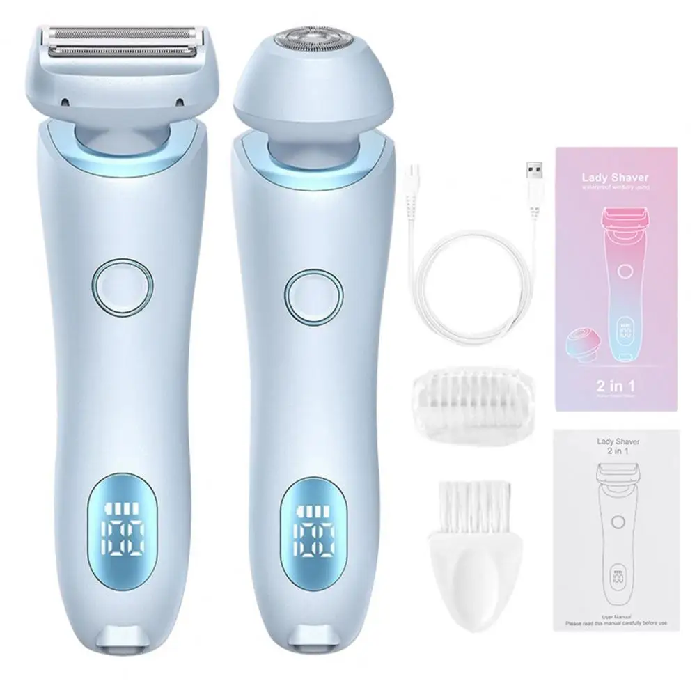 Portable Electric Shaver Dual Head Electric Epilator for Women Usb Rechargeable Hair Removal Tool for Face Body Bikini Area