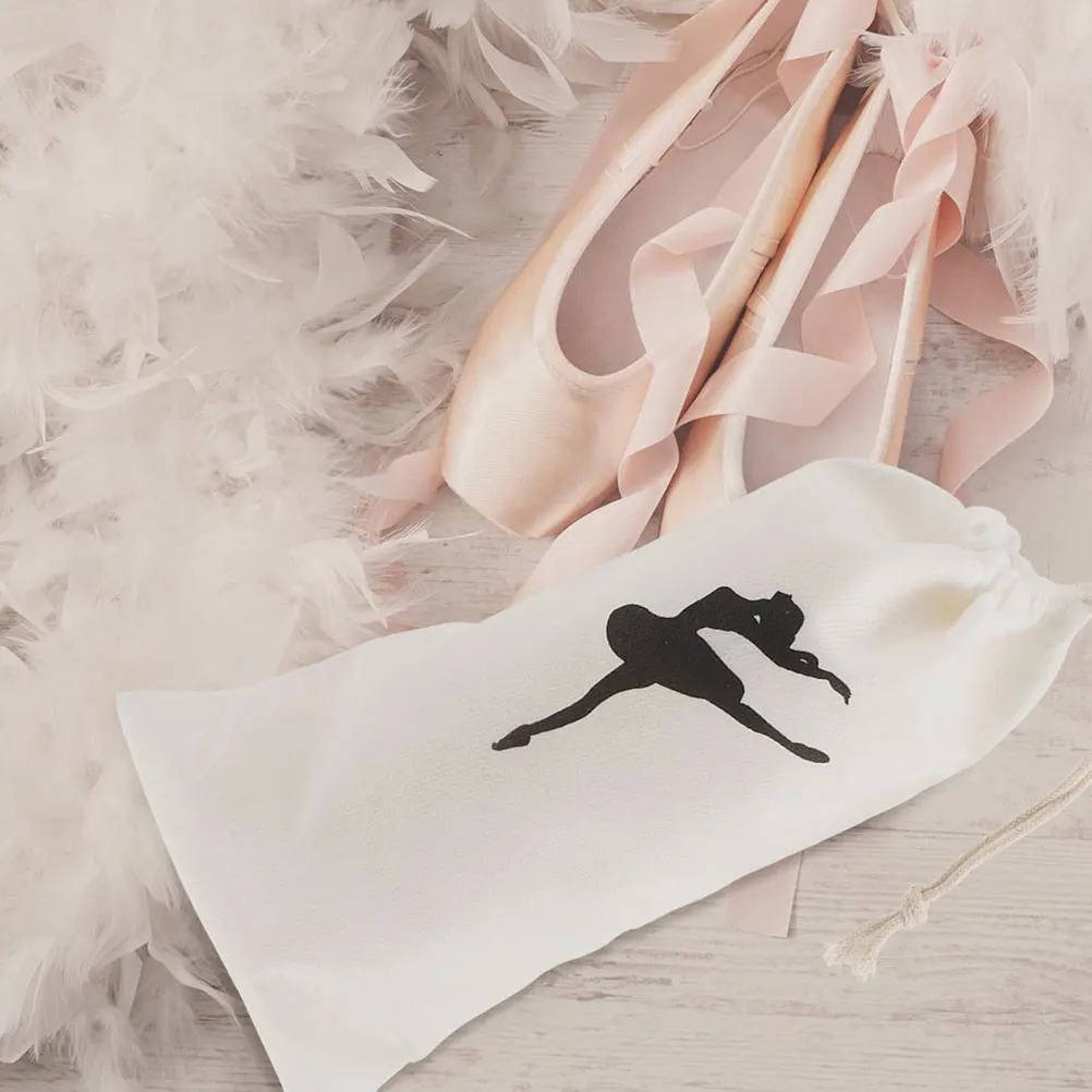 

4pcs Dance Shoe Bag for Ballet Shoes Storage Black Pointe Organizers Kids Travel Drawstring Cloth Shoe Pouches