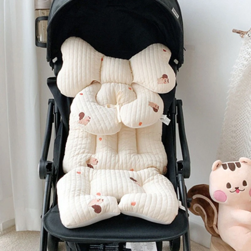 Baby Stroller Seat Cushion Toddler Seat Cushion Anti Hunchback Autumn and Winter Thick Cotton Soft Cushion Chair Comfortable