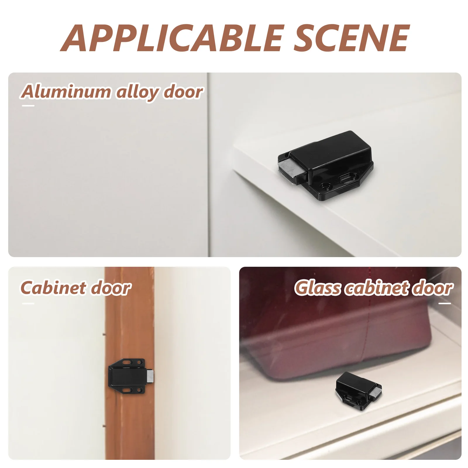 

10pcs Glass Cabinet Door Catch Magnetic Latch For Wood Aluminum Alloy Auto Rebound Closure No Drill Installation Abs Stainless