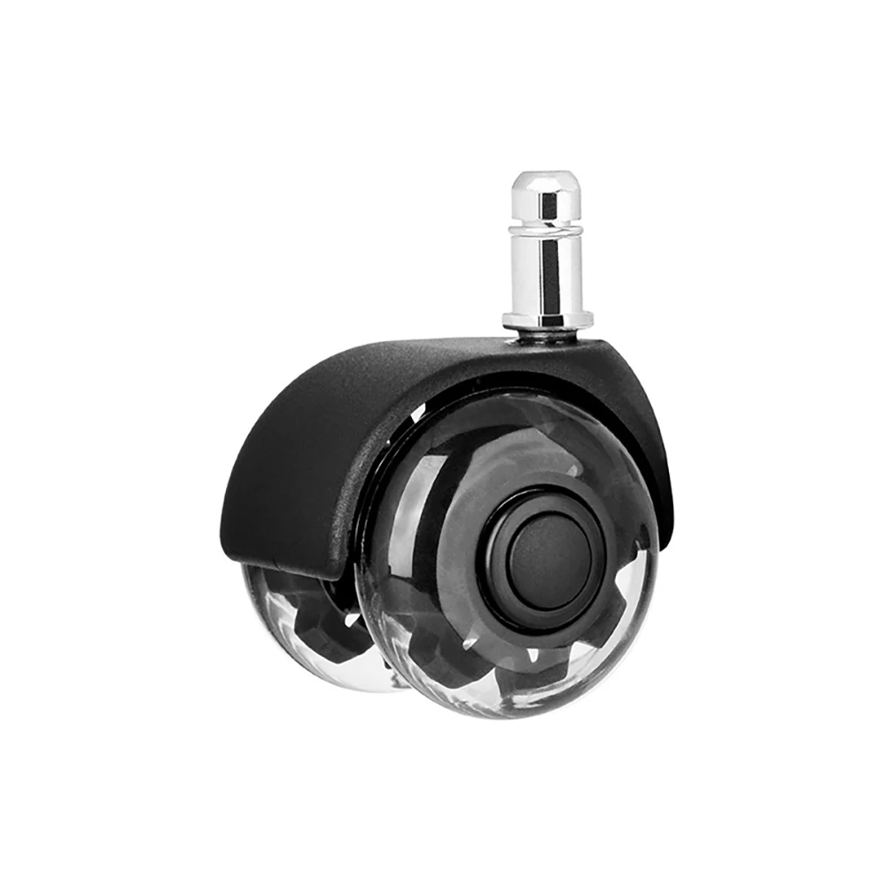 5Pcs PU Silent Wheel 2 inch Card Spring Soft Rubber Caster Office Computer Universal Roller Chair Fixed Universal Wheel