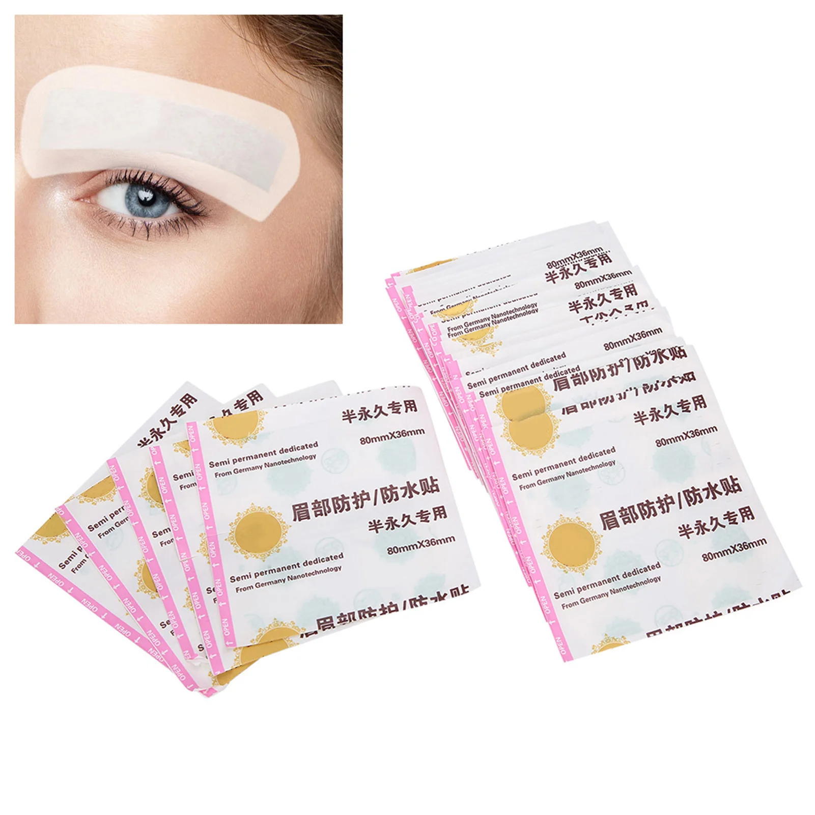 50PCS Eyebrow Tattoo Protection Pastes Waterproof Tape Eyebrow Lips Tattoo Aftercare Paste Microblading Make Up Tattoo Supplies