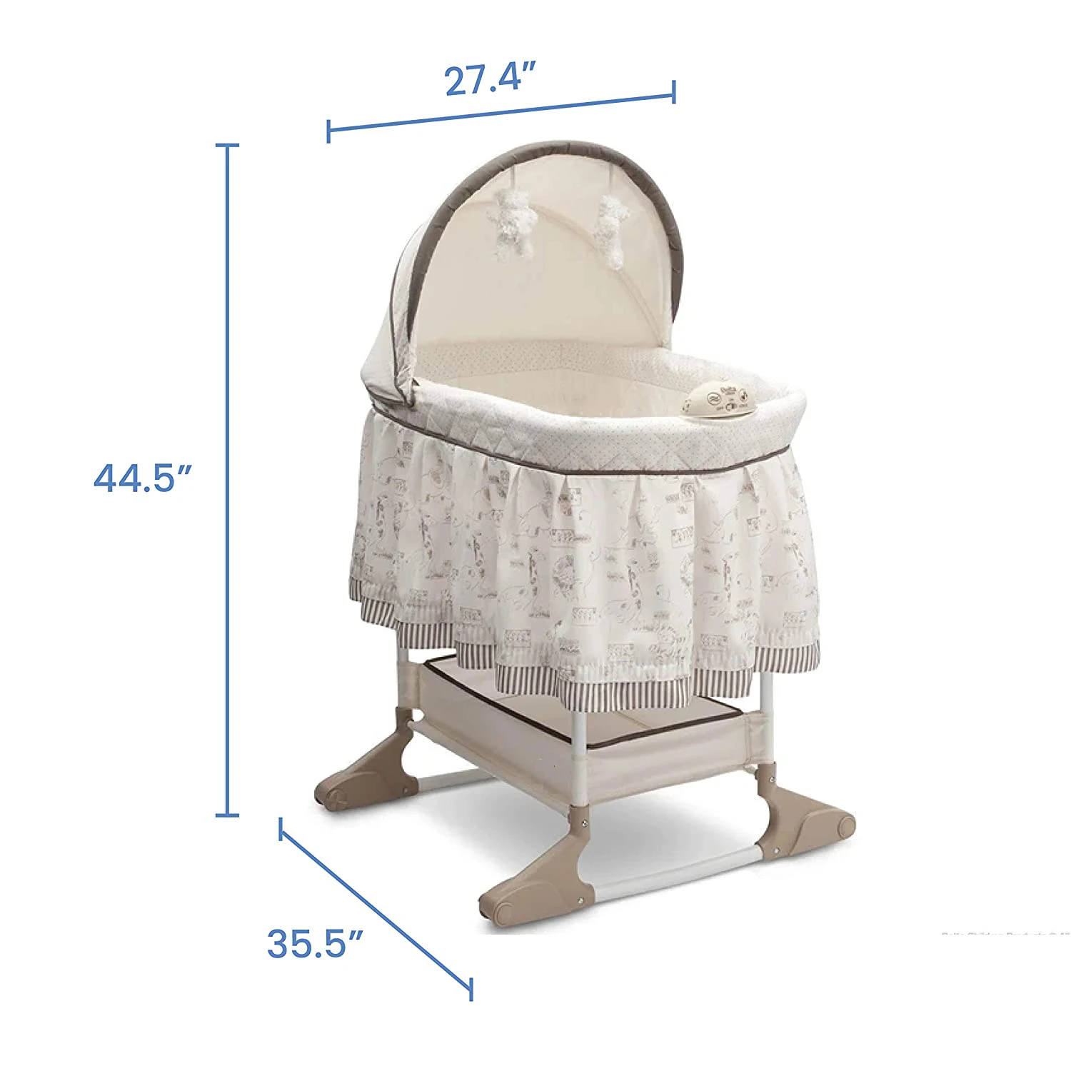 Children Rocking Bedside Bassinet - Portable Crib with Lights Sounds and Vibrations