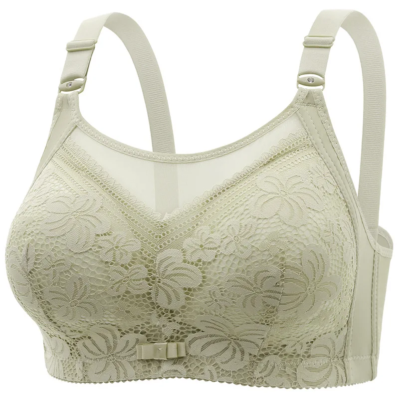 Ropa interior Sexy de encaje para mujer, sujetador de realce ajustable sin anillo de acero, suave y transpirable, talla grande, novedad