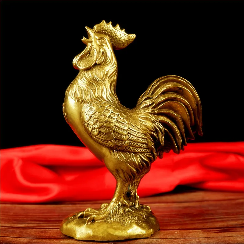 Copper Cock Ornament Brass Cock GOLDEN ROOSTER Shoe-Shaped Gold Ingot Chicken Zodiac Home Crafts Living Room Decoration