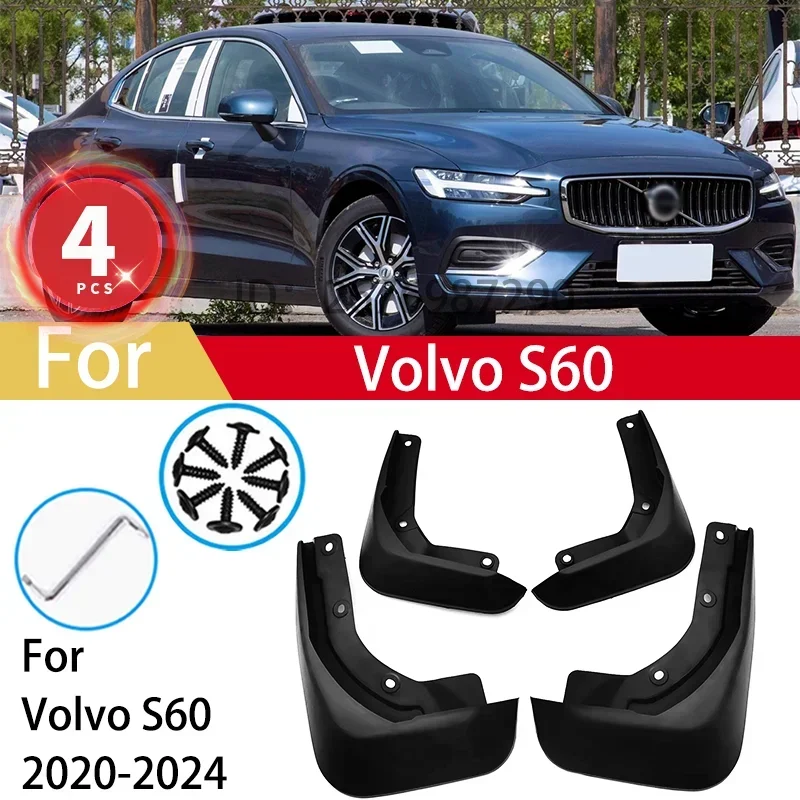 

For Volvo S60 2020 2022 2023 2024 4Pcs Mudguards Mud Flaps Splash Guards MudFlaps Front Rear Fender Car Accessories