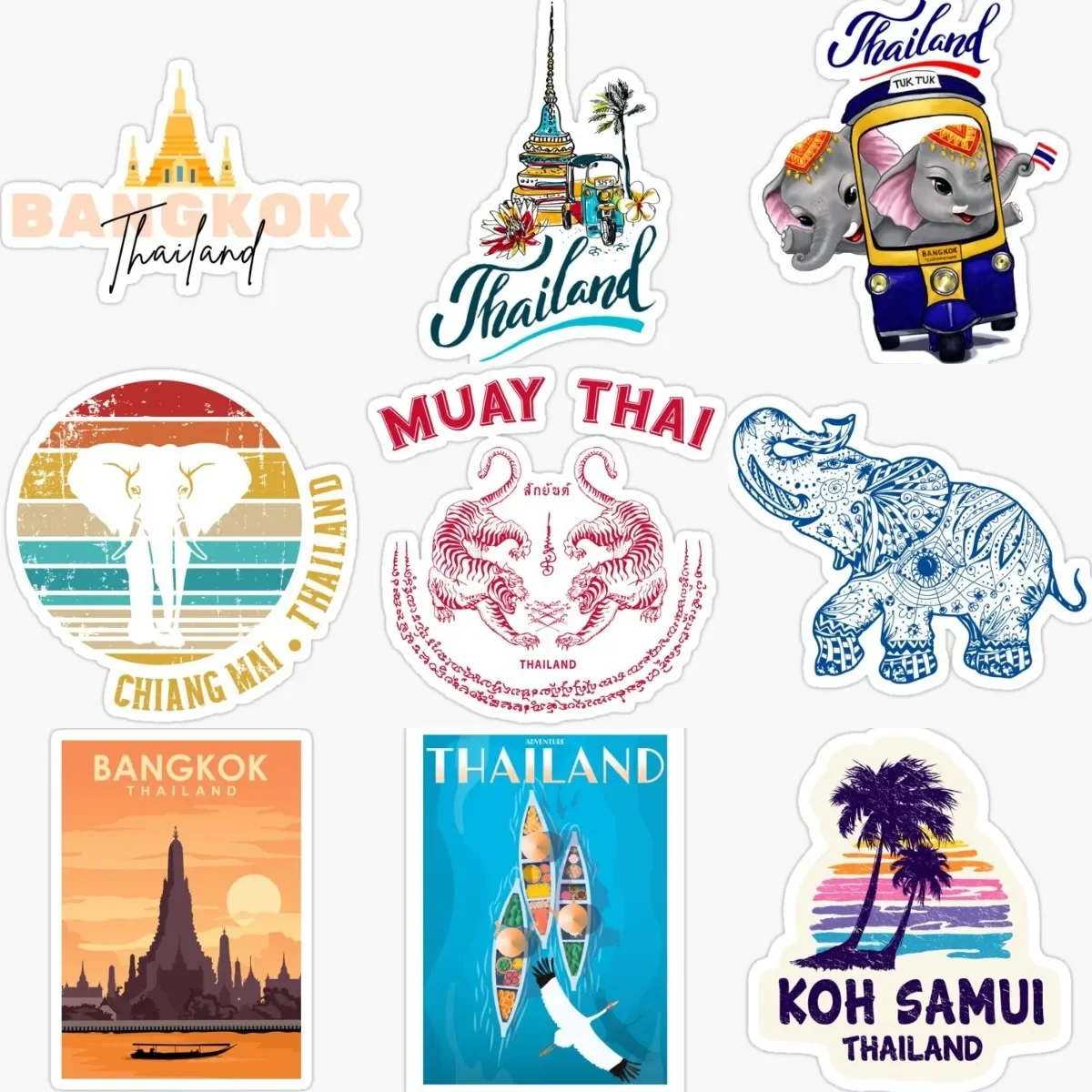

Thailand TH Elephant Scenery Sticker Motorcycle Window Laptop Truck Bicycle Van Wall Door Glass Accessories Decal Customizable