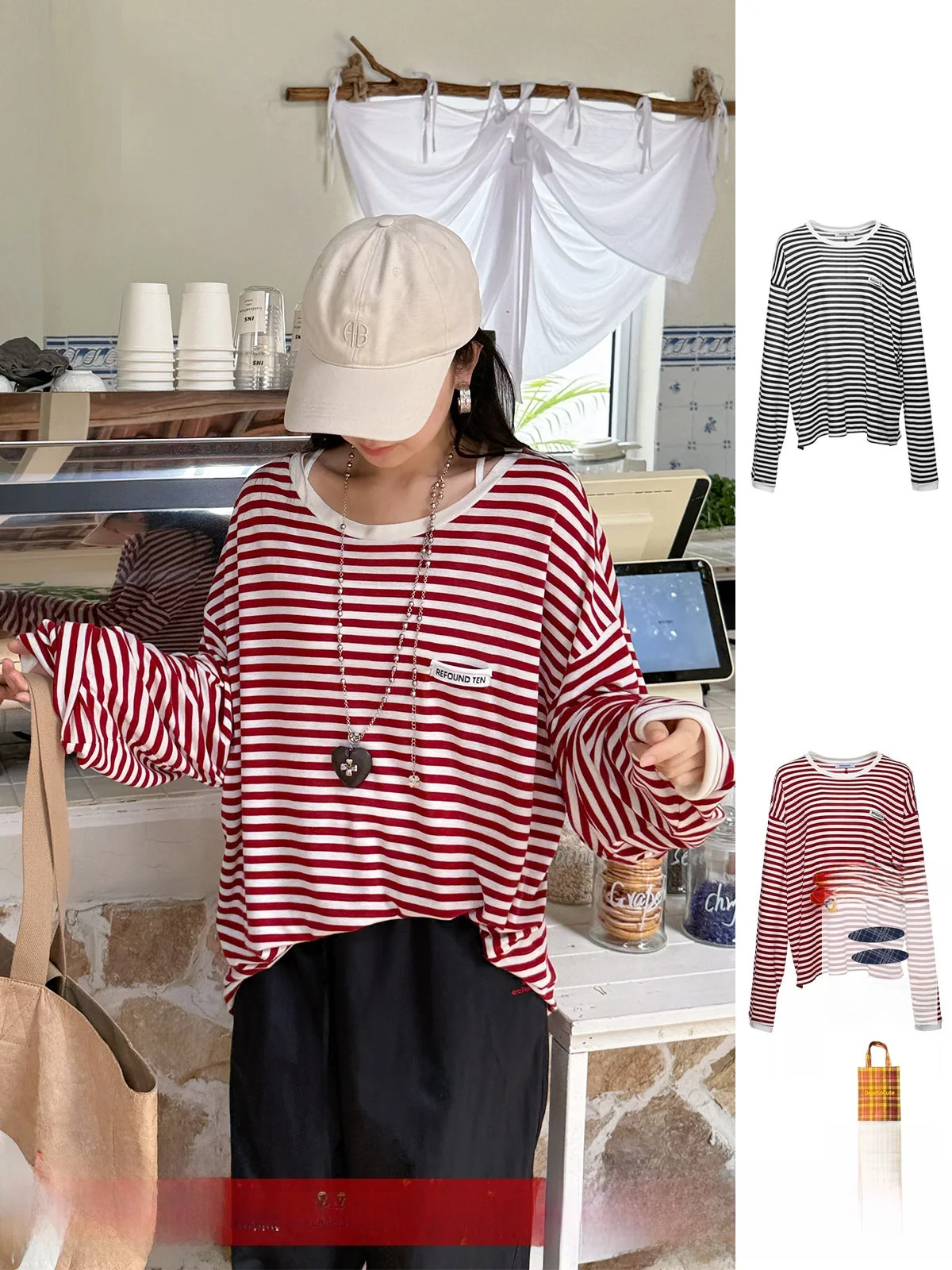 

Color Blo Stripe Long Sve T-irt Casual Commute Sle Straight Cut Fit round Ne Regular Length Summer Wear
