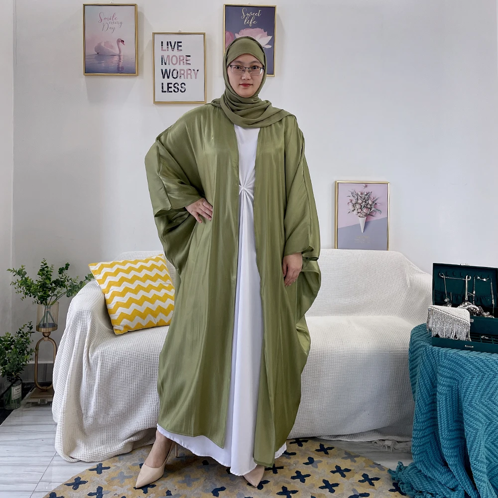 Manga Bbat personalizado Swing Robe, Modest Khimar Hijab, Abaya elegante, cor sólida, Dubai, Turquia, moda